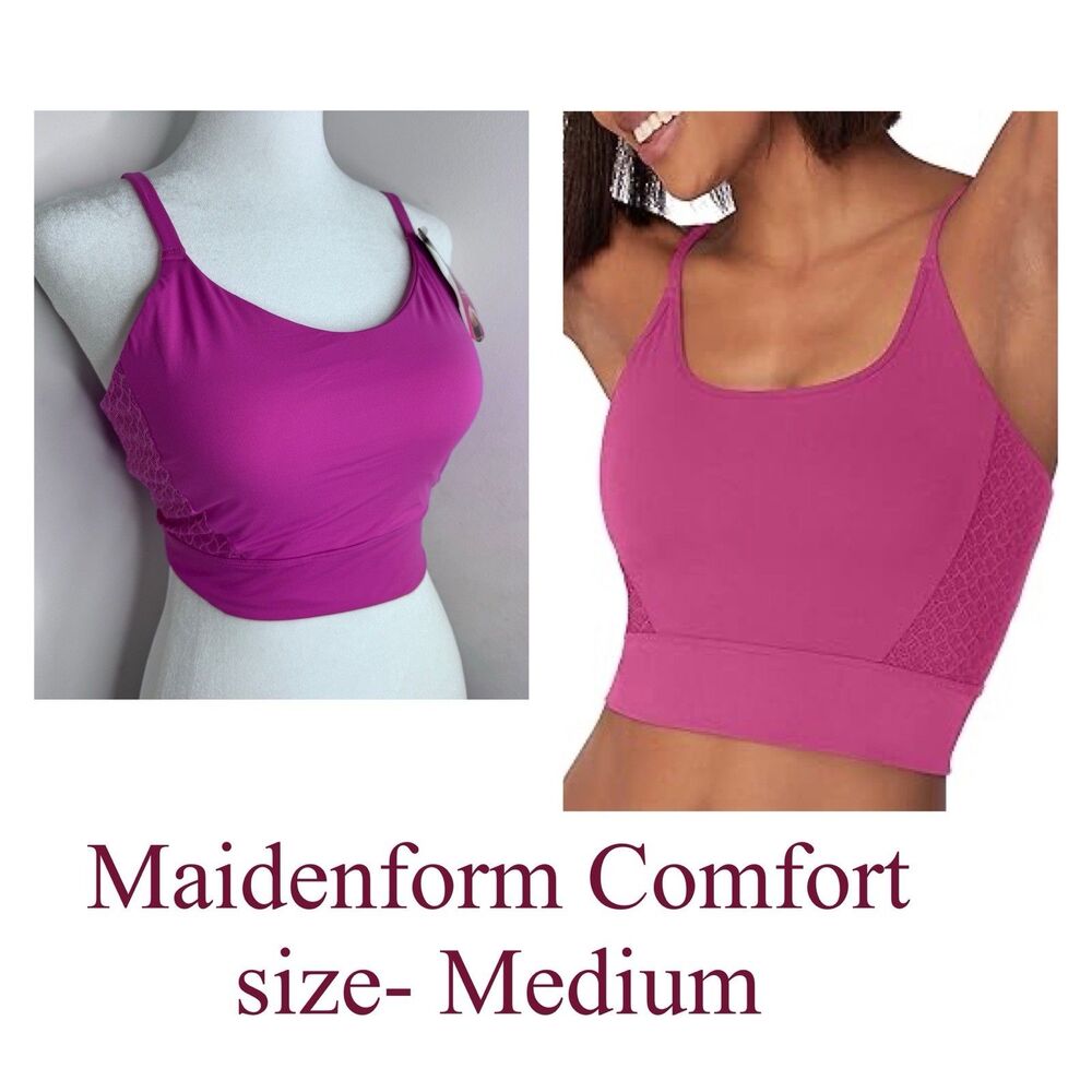 Maidenform Pure Comfort Wireless Bra Longline Cami Crop Pullover Sports Bra NEW